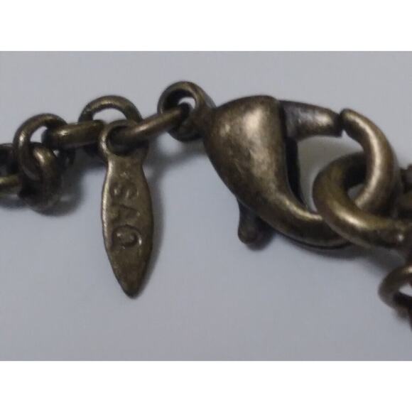 SAQ Necklace Red Three Strands Plastic Beads Light Bronze Chain And Spacers - Picture 5 of 7